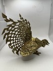 Pair Of Large Vintage Solid Brass Fighting Cocks Unique Details Heavy Brass
