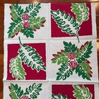 Vintage Mcm Kitchen Linen Tea Towel Tropical Foliage Botanical Bright Bold Color