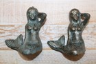 2-adorable Petite Shelf Sitting Metal Mermaid Figurines mythical Decor n-55a