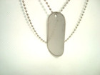 Military Style Dog Tag Silver Matte  dull  Finish   24   In  Ball Chain Necklace