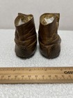 Antique Tan Stitched Leather Baby Toddler Button Shoes W toe Caps Leather Soles