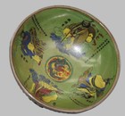 Vintage Chinese Green Glaze Bowl Silver Mount Eight Immortals Dragon Porcelain