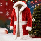 Christmas Cardigan Santa Jacket Coat For Men Hoodies Costume Faux Fur Trim Warm 