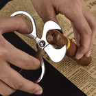 Cigar Scissors Cutter stainless Steel Guillotine Double Blade Straight Cut   3 7