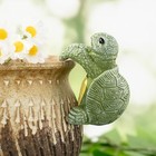 Flower Pot Hugger Figurines  Climbing Sculpture For Outdoor Tortoise Green