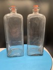 Antique National Casket Co  60oz Embalming Fluid Bottles Illinois Glass 
