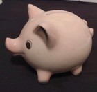 Vintage 60s Goebel Piggy Bank Porcelain 5 x7 x5  W  Key   2 Locks W  Germany