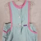 Vintage Oshkosh B gosh Pink Mint Pinstriped Overalls Girls 24 Months Usa Cotton