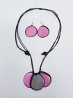 Handmade Tagua Nut Set Necklace And Earrings In Gray And Pink