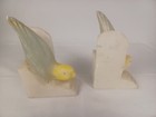 Vintage Italian Alabaster Parrot Bookends Hand Carved Stone Art Deco Mid Century