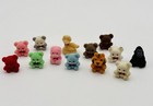 Vtg Miniature Flocked Figures Teddy Bears Fuzzy Tiger Monkey Pig Toy Lot Of 13