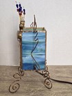 Vintage Accent Lamp Unique Handcrafted Stained Glass And Wire Art Rare Find 80 s