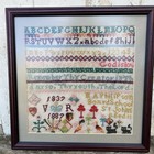 Antique 19th Century Needlework Sampler 1837 Framed Alphabet Sampler