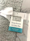 Hudson Baby Gray Sherpa Blanket Satin Trim Solid Silver Plush Unisex Nwt 30x40