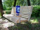 4ft Cypress Wooden Roll Porch Swing With Cup Arms   Hanging Hardware Made In Usa