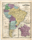 1843 South America Map Original  10x8   Brazil La Plata Patagonia Rio De Janeiro