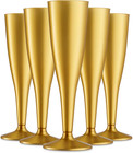30 Pack Gold Plastic Champagne Flutes 5 Oz Disposable Toasting Glasses Wedding