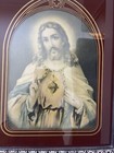 Sacred Heart Of Jesus Print Ornate Gothic Frame Vintage Christian Wall Art 20x14