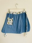 Vintage Reversible Blue Mushroom Print Tie Back Apron