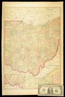 Ca1901 Vintage Ohio Map Large Railroad Old Original Antique Cincinnati Cleveland