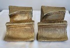 Set Of 2 Vintage Brass Bookends     Decorative Book Stack Design  Gold Tone