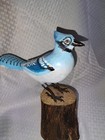Blue Jay Bird Original Wood Carving