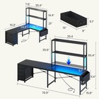 L Shaped Gaming Desk  51 2  Reversible Small Corner Desk W 4 Drawers  led Lights