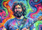 Large Jerry Garcia 1990 Beautiful Colors Art Grateful Dead Poster 19 x13 
