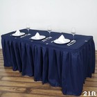 Navy Blue 21 Feet Pleated Table Skirt Polyester Fabric Tradeshow Wedding Dinner