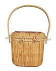 Vintage Oval Nantucket Basket Woven Wicker Plain Wood Top 6 5  Tall   Wide