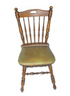 Antique Vinyl-padded Solid Maple Wood Spindle Back Chair Vintage - Rare  