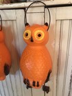 Blow Mold Halloween Orange Hanging Owls Lighted Pair Union Products 14   