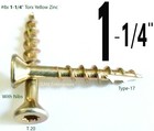 Torx 1-1 4 To 4  Star Flat Head With Nibs Yellow Zinc Type 17 Outdoor Wood Screw