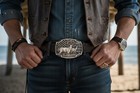 Men Women Dark Silver Metal Belt Buckle Deer Nature Hunter Rodeo Fashion Jeans