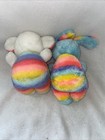Vintage 80s Rainbow Plush Stuffed Animal 85 Applause Stripes Elephant Bunny