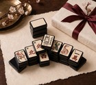 Vintage Black Backing Mahjong Tile Set Dragon   Laughing Buddha Game Tiles