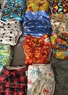 Lot 11 Reusable Cloth Diapers Baby Adjustable Snap Covers Inserts Mixed Prints