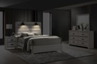 New 4pc Queen King Full Modern Rustic Bedroom Set Lighting White Wash Bed d m n