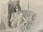 Young Woman Sitting With Raised Knee Pencil Drawing-1977-adolf Konrad