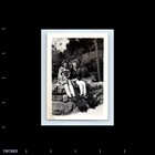 Old Vintage Photo Pair Women Duo Sitting On Rock Wall Snapshot Photograph