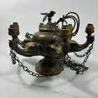 Antique 6 Elephant Lion Bronze Hanging Lamp Ornate Birds Asian Rare Table Lamp