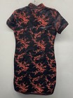Vintage Women s Black Red Floral Bird Satin Cheongsam Qipao Dress Sz Xl