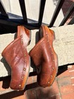 Frye Clog Mules  Size 8  Sable Brown Leather  Slip-on With Wooden Heel