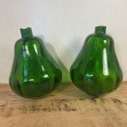Pair Of Two Green Glass Lightning Rod Balls  Pear Shaped