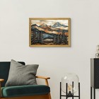 Vintage Boho Mountain Wall Art  Framed Landscape Canvas Wall Art  Nature Fore   