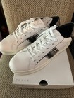 Geox Respira Women s Tennis Shoes Silver Leather Leopard Glitter 10 5 Nib