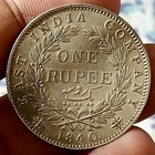  v11 old  East India Company 1840 Victoria Silver Rupee Indian Head 11 6gm