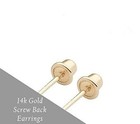 Real 14k Solid Yellow Gold Polished Round Ball Stud Screw Back Earrings