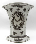 Vintage Ceramic Porcelain Black   White Cherub Designs Crackle Glaze Vase