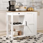 Farmhouse Kitchen Island Cart Rolling Storage Utility Table W  Wine Rack New